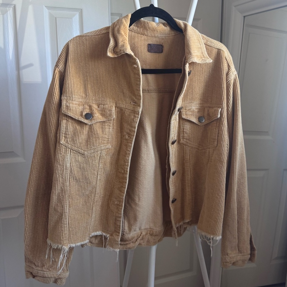 POL Clothing Corduroy Raw Edge Cotton Jacket